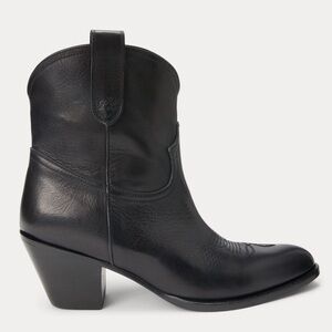 NEW Polo Ralph Lauren Leather Western Boot Black Size 7